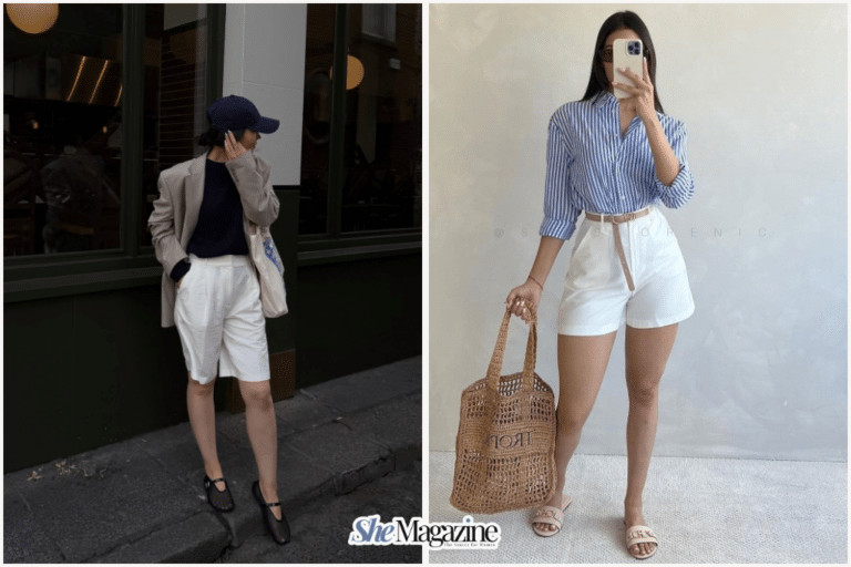 white linen shorts