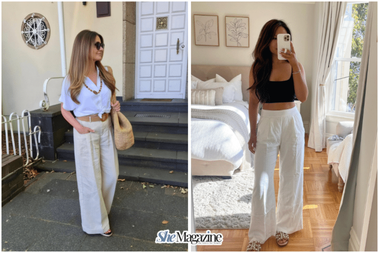 Beige linen pants