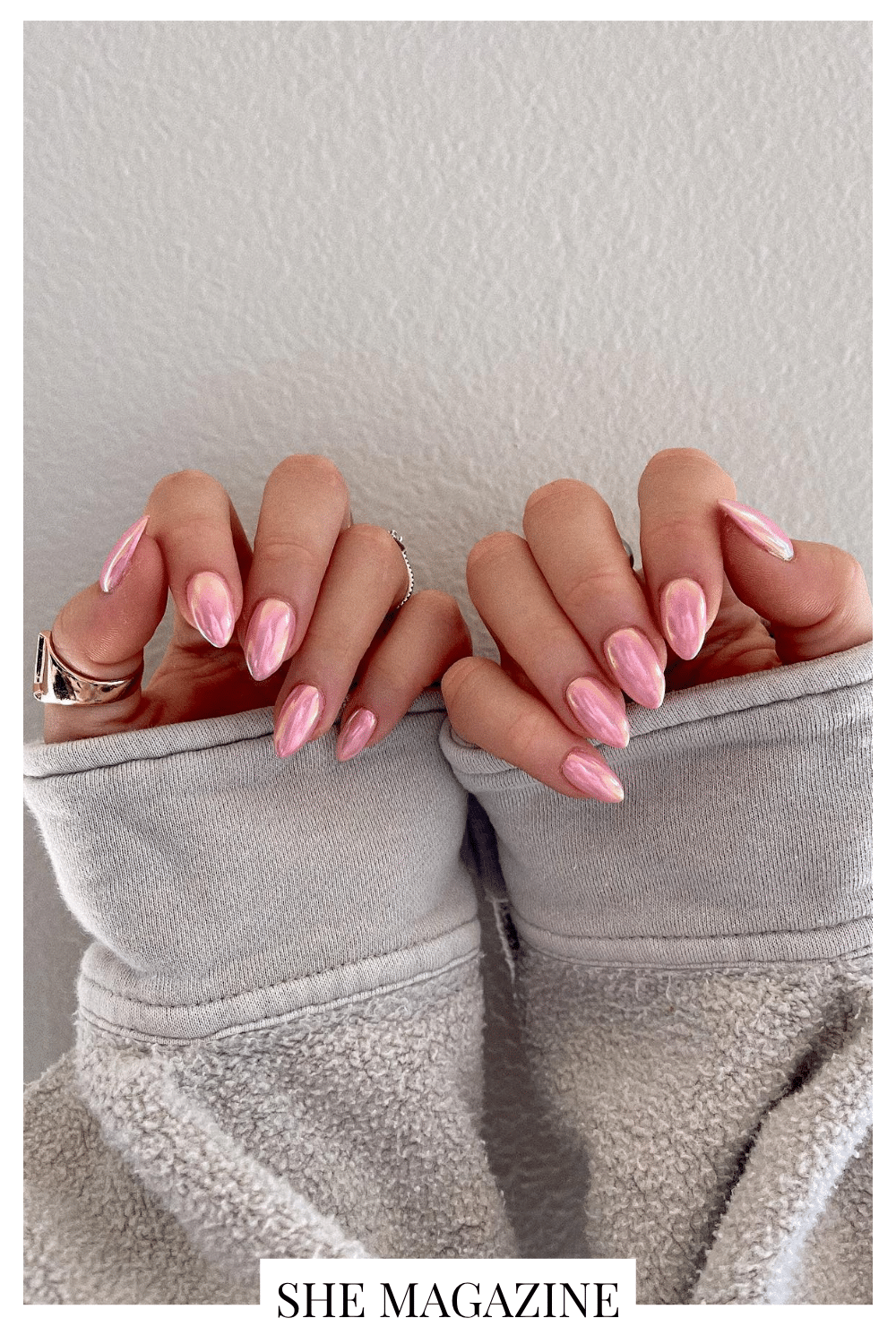 Pink almond nails