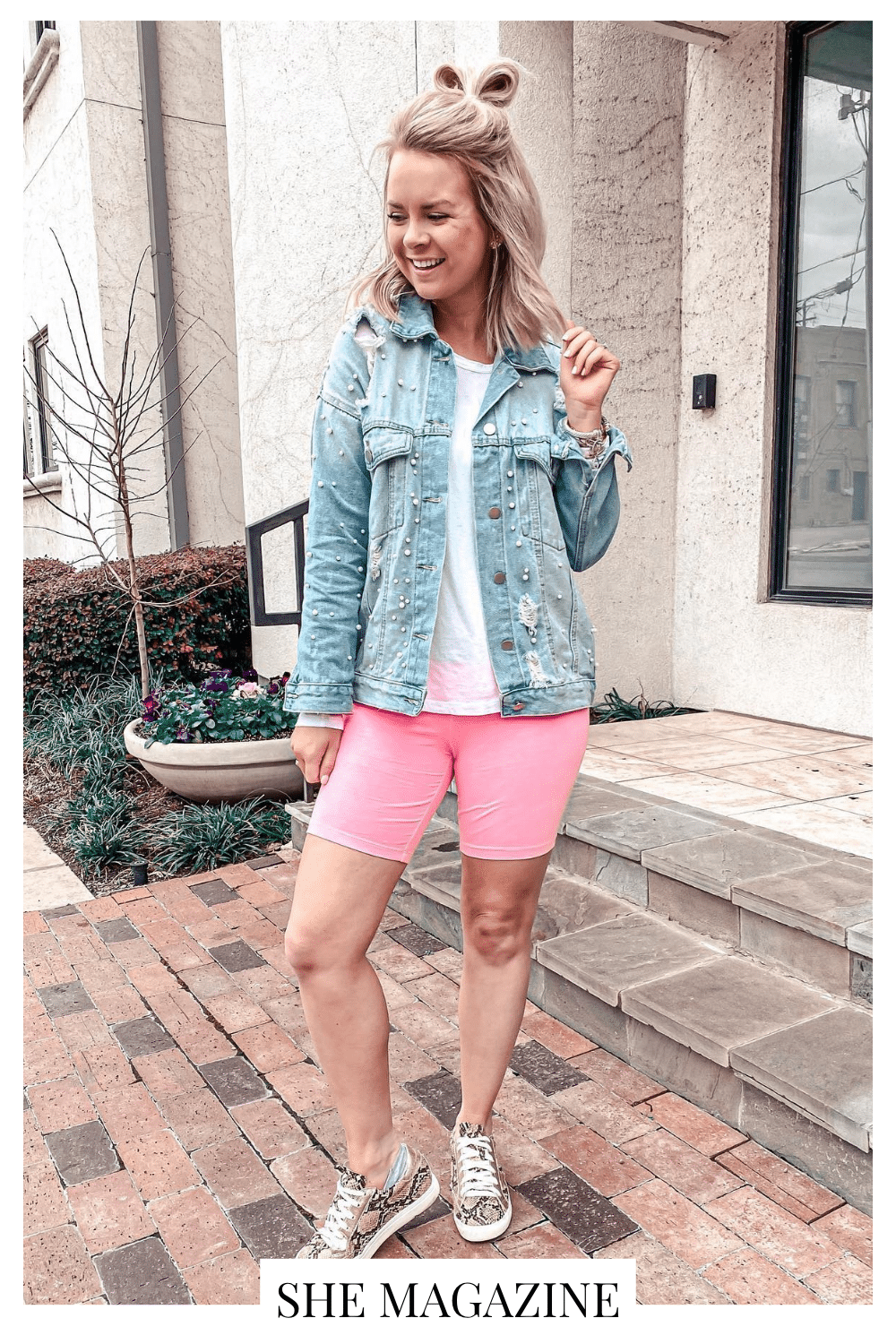 Pink biker shorts